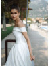 Off Shoulder White Satin Glamorous Wedding Dress